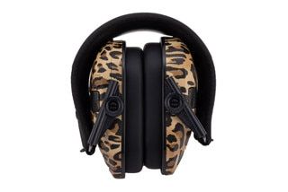 Walker's Razor Slim Leopard Print Electronic Muff has a padded headband for comfort